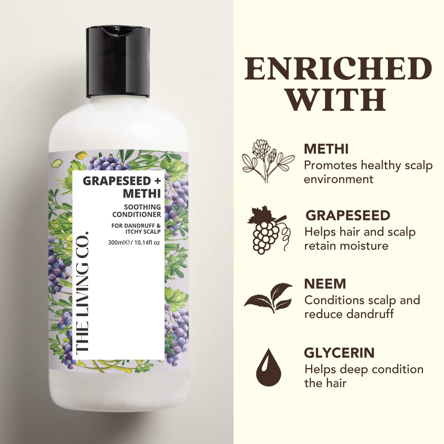 Clarifying Conditioner with GRAPESEED + METHI for Dandruff & Itchy Scalp - 300ml