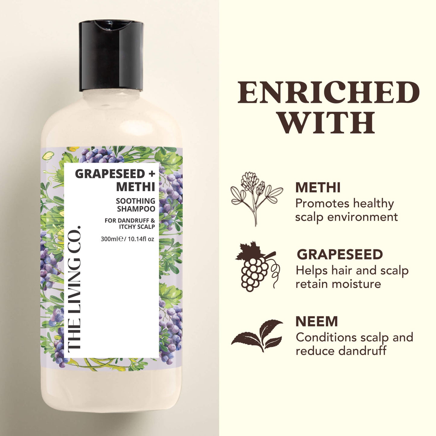 Clarifying Shampoo with GRAPESEED + METHI for Dandruff & Itchy Scalp